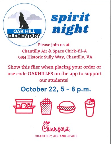 Chick Fil-A Spirit night flyer