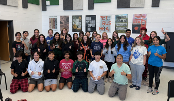 Falls Church High School Chamber Orchestra posing for a group photo