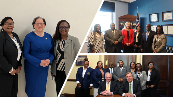 Collage of Dr. Anderson posing with legislators