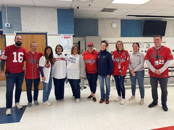 Admin Team starts off Spirit Week on a high note! Jersey Day. 