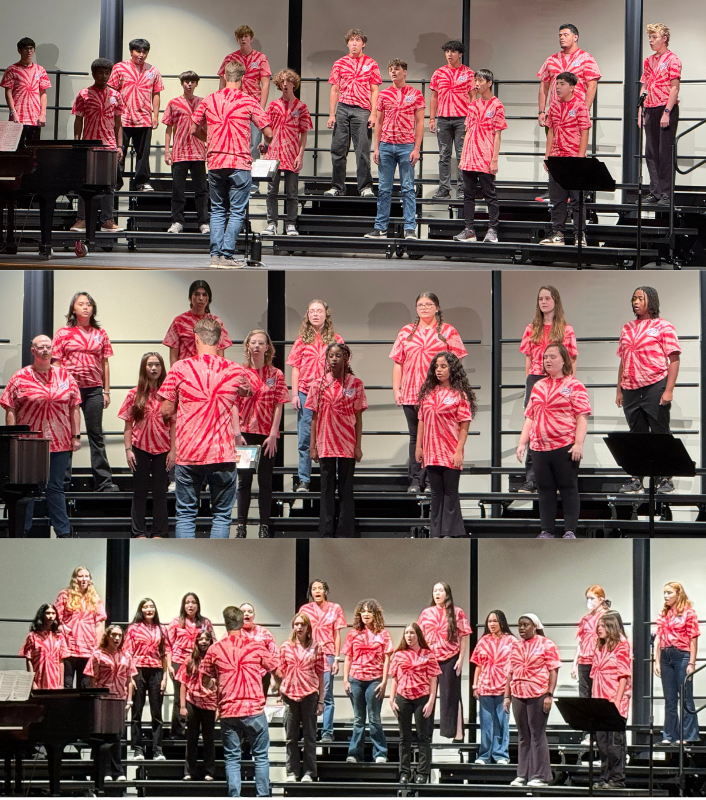 chorus students singing on stage