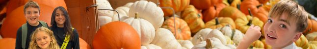 students with pumpkins