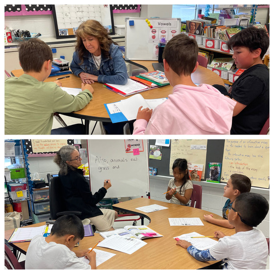 Students engaged in small group literacy instruction