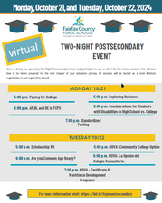 FCPS Two Night Postsecondary Event Schedule