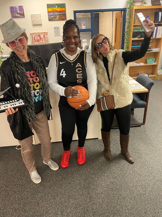 Staff dressed up as celebrities during spirit week