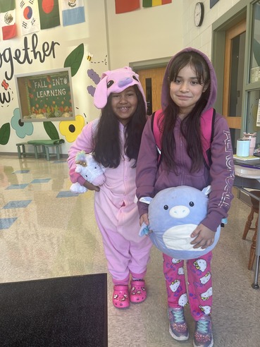 Students dressed up for pajama day 