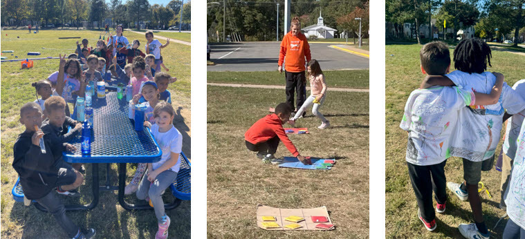 Students celebrating together at Field Day