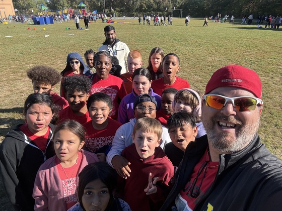 Students with their teacher at Field Day