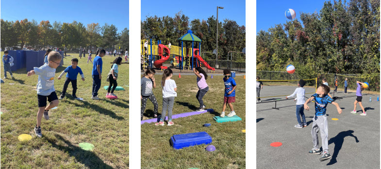 Students on obstacle course at Field Day