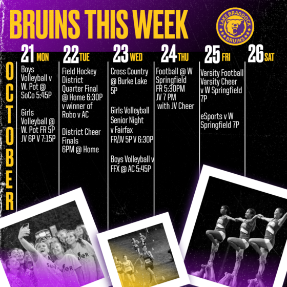 Bruin Athletics This Week ~ October 21 - 16, 2024