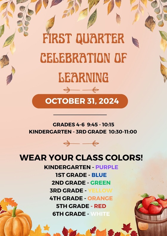 1st Grade Learning Quarter Celebration Flier English