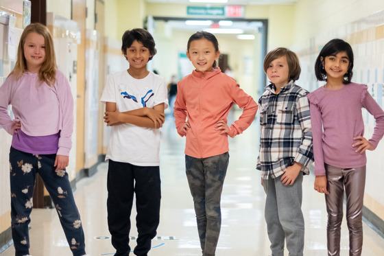 Students posing in the halls of Franklin Sherman.