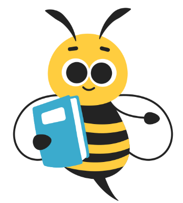 cartoon hornet with a book