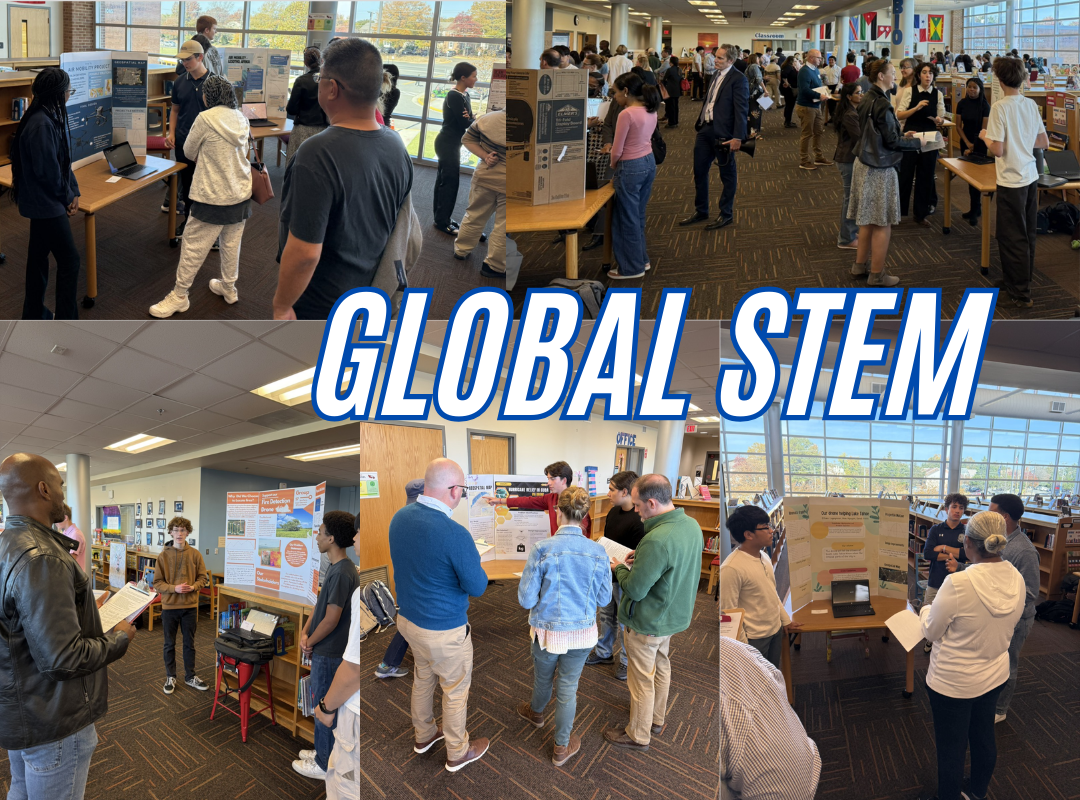 Collage of students presenting Global Stem Projects