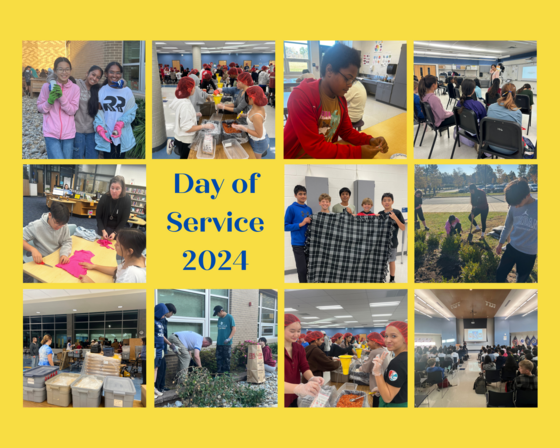 Students participating in service projects for the Day of Service