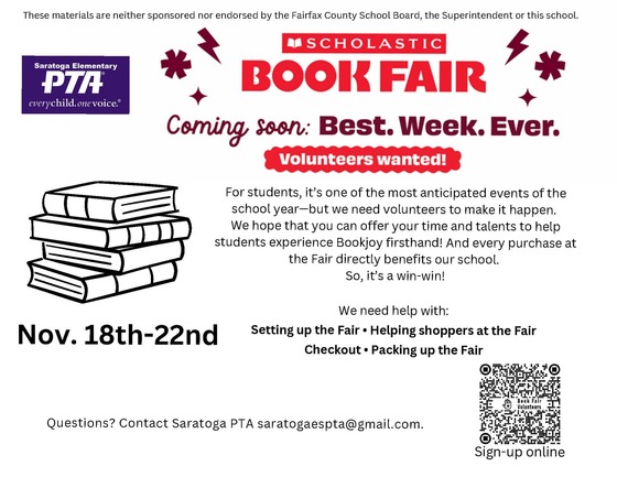 PTA Book Fair Volunteer