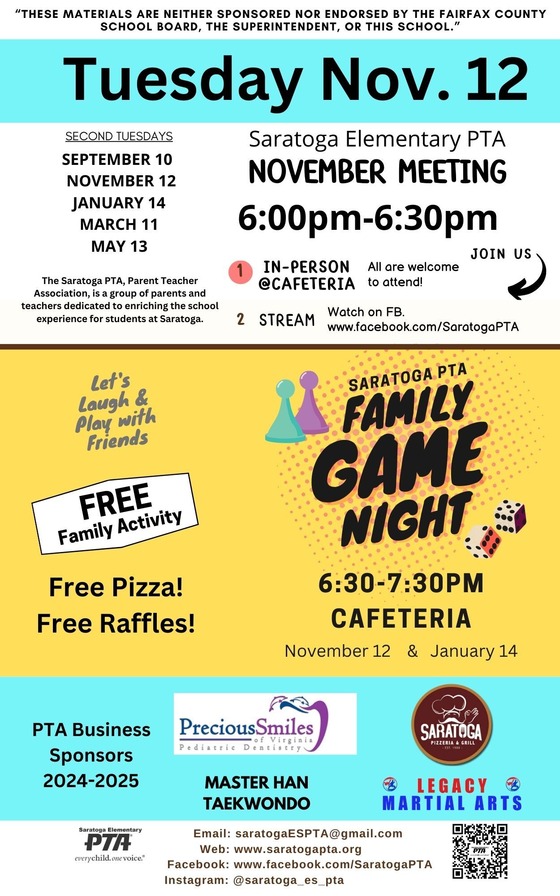 PTA Meeting & Family Game Night