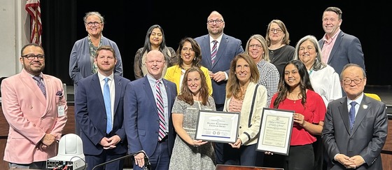 TJ Administration is presented the Highest Achievement Exemplar Award by FCPS School Board