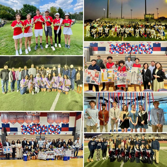 A collage of Fall Athletics 2024 Senior Night photos