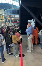 Students learning about space at Udvar-Hazy.