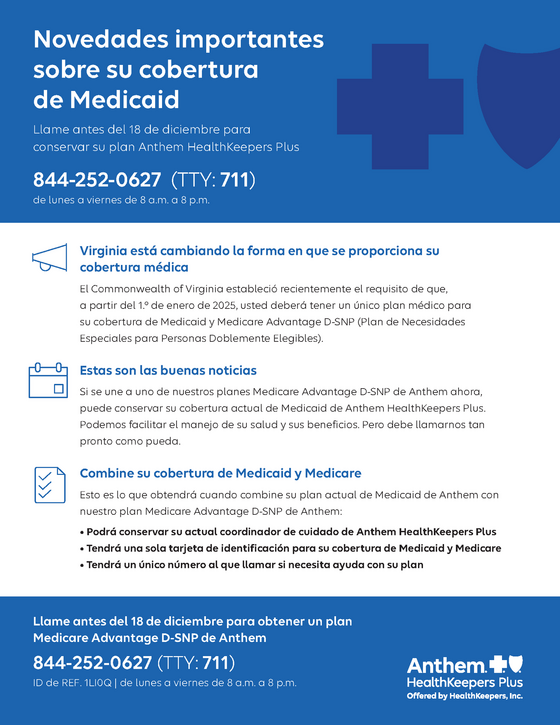 Anthem Medicaid Flier: Important news about your Medicaid coverage