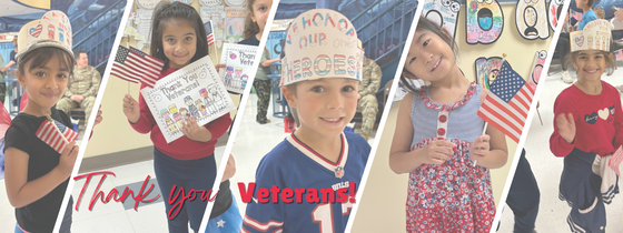 Collage of Students in Veterans Day Parade