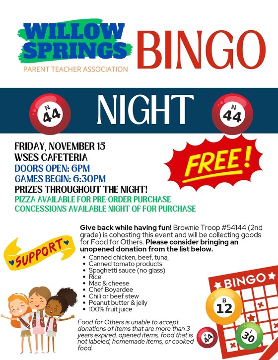 Friday is Bingo Night at Willow Springs.