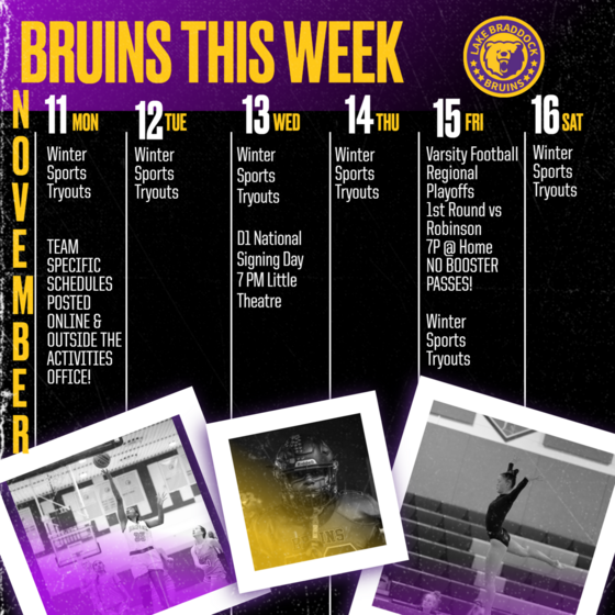 Bruins in Action This Week