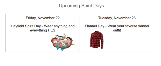 Spirit Days Nov