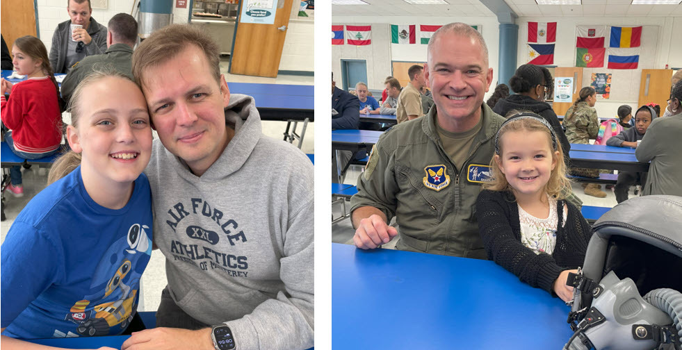 Families enjoying the Veterans Day breakfast