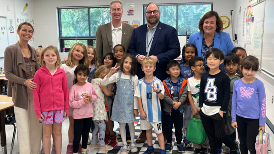 first grade class with visitors