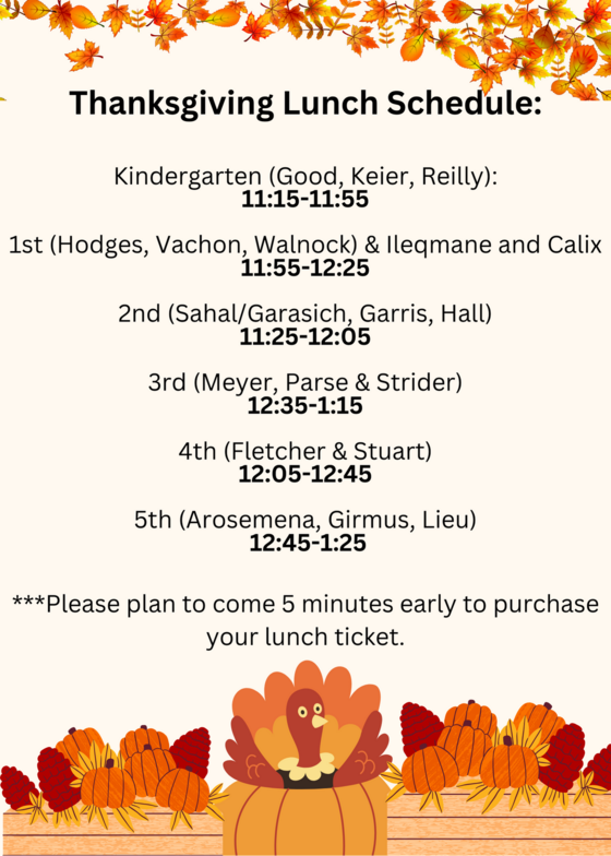 Thanksgiving Schedule