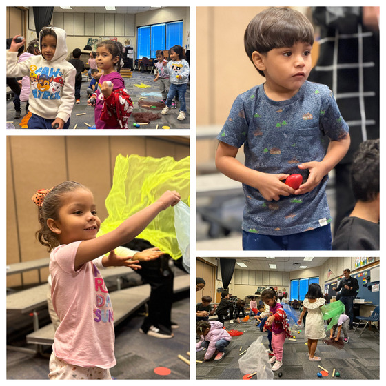 PreK students engaged in music and movement