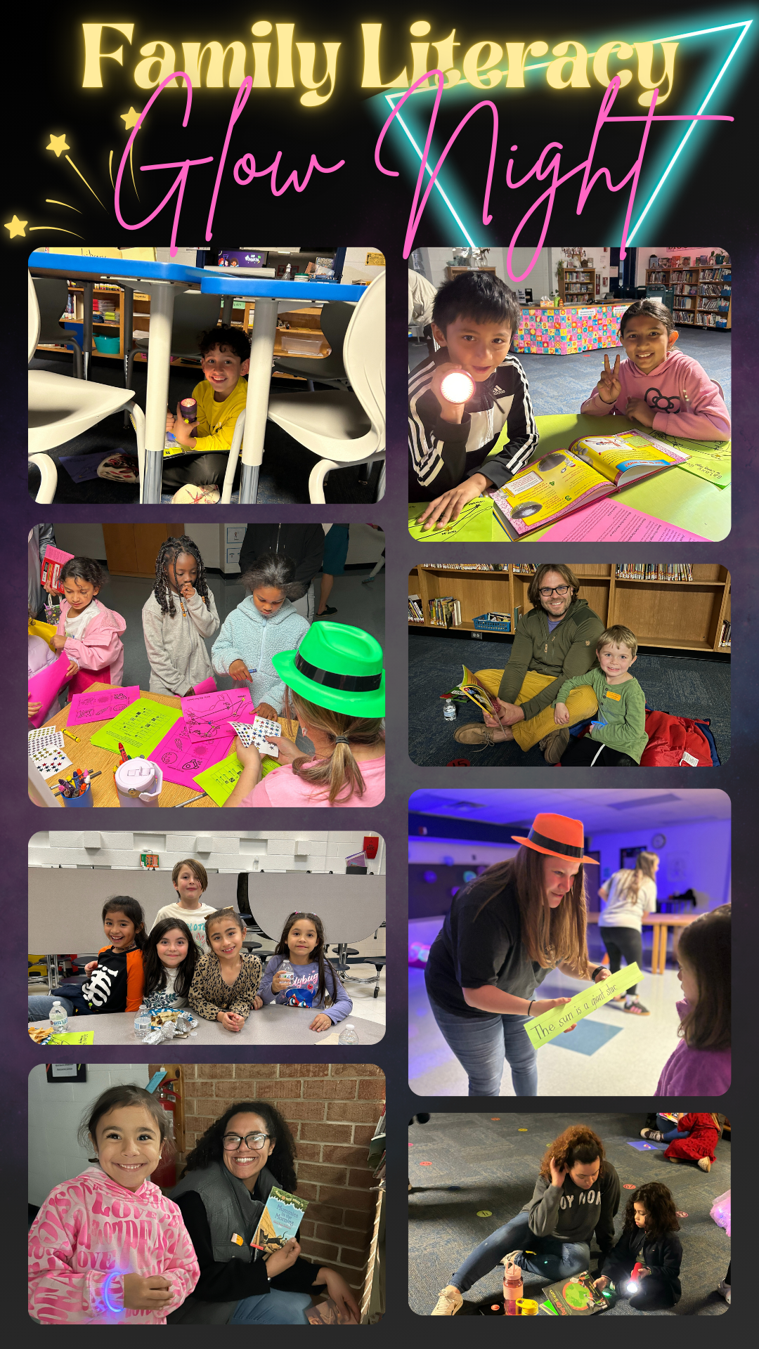 literacy night photo collage