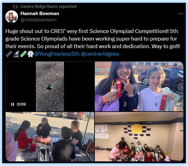 Science Olympiad_Bowman Tweet #1 