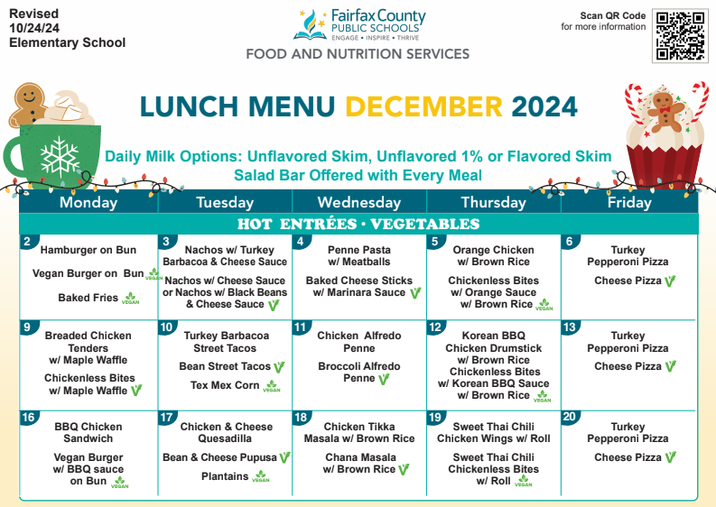 December Lunch Menu