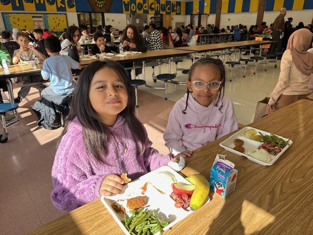 Students enjoying Thanksgiving Lunch