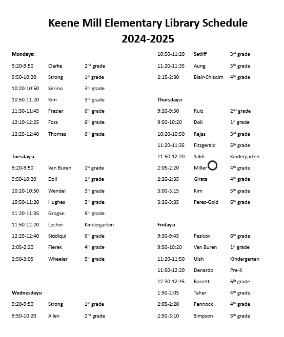 Library Schedule