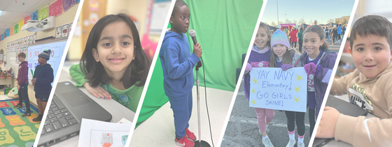 banner with students in school