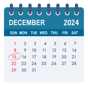 graphic of calendar page for december with the 15th circled