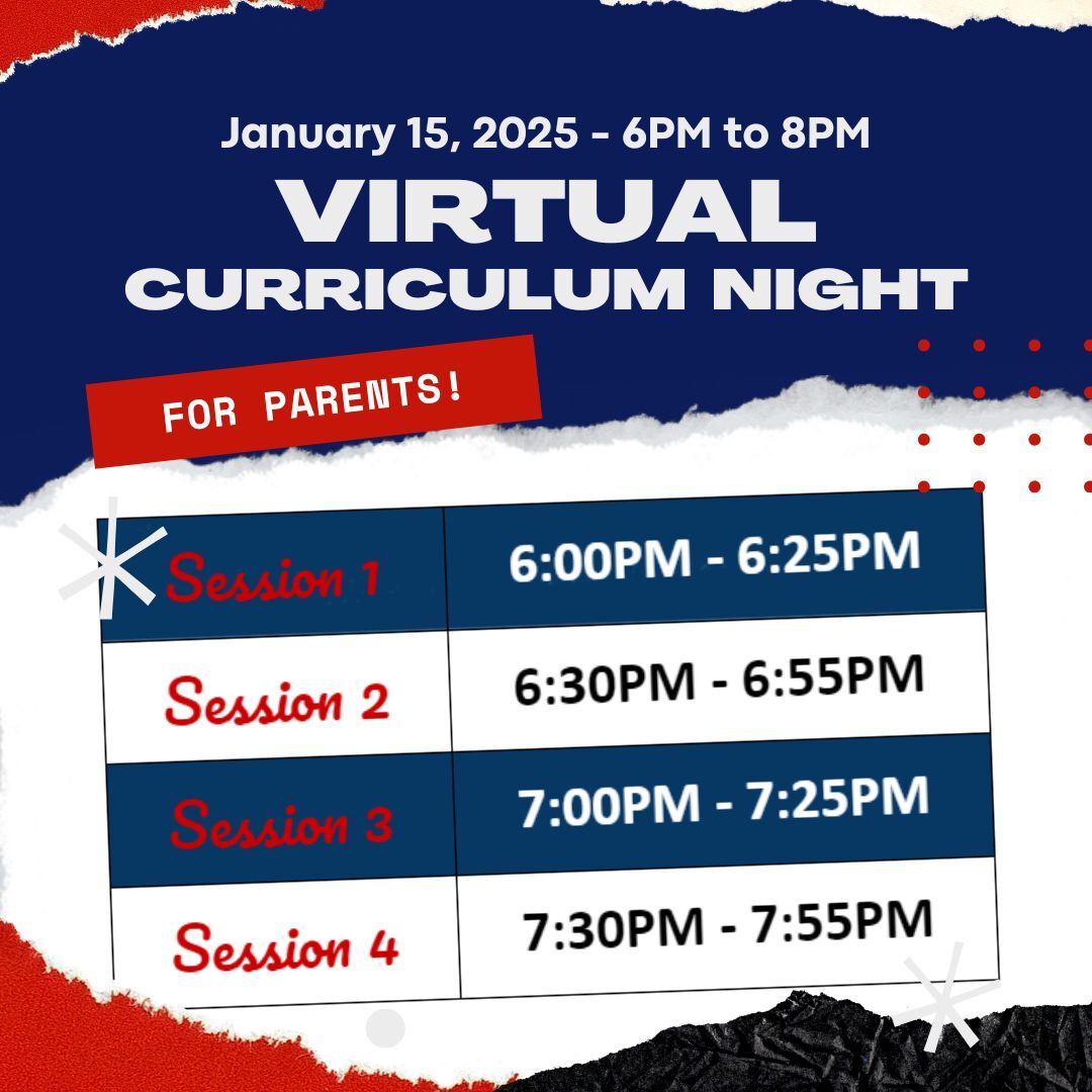 Curriculum Night schedule