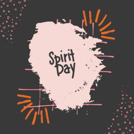 black background with the words spirit day 