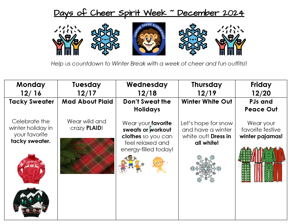 days of cheer spirit week flyer