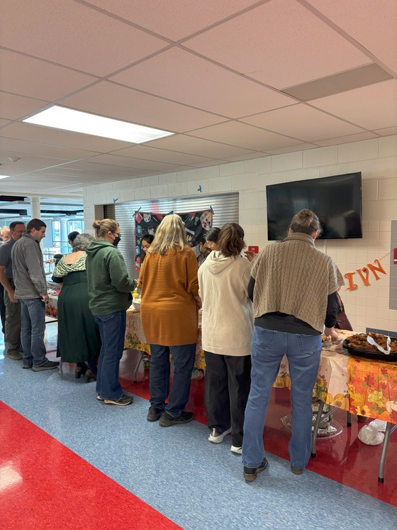 TJ Staff getting Thanksgiving dinner from PTSA