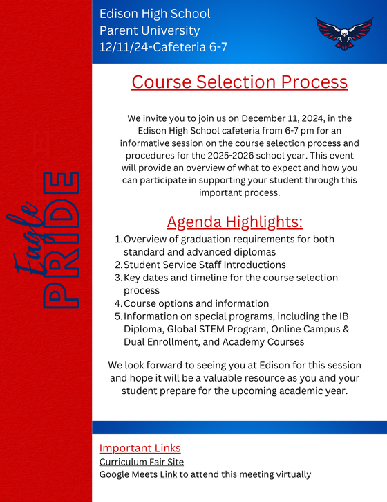 course selection process for parents