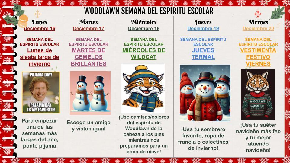 Spanish Winter Spirit Week 