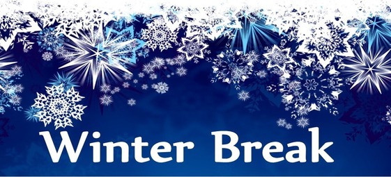 Winter Break artwork - snowflakes on a blue background