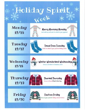 Holiday Spirit Week flyer