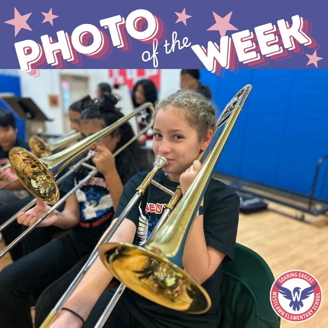 photo of the week - student playing a trombone