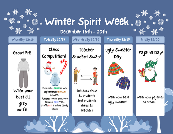 Winter Season Spirit Week Schedule